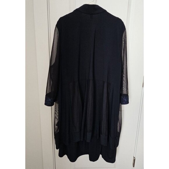 R&M Richards Woman 2 Piece Dress Suit Navy with Blue Embellishments Quiet Luxury - Picture 4 of 16